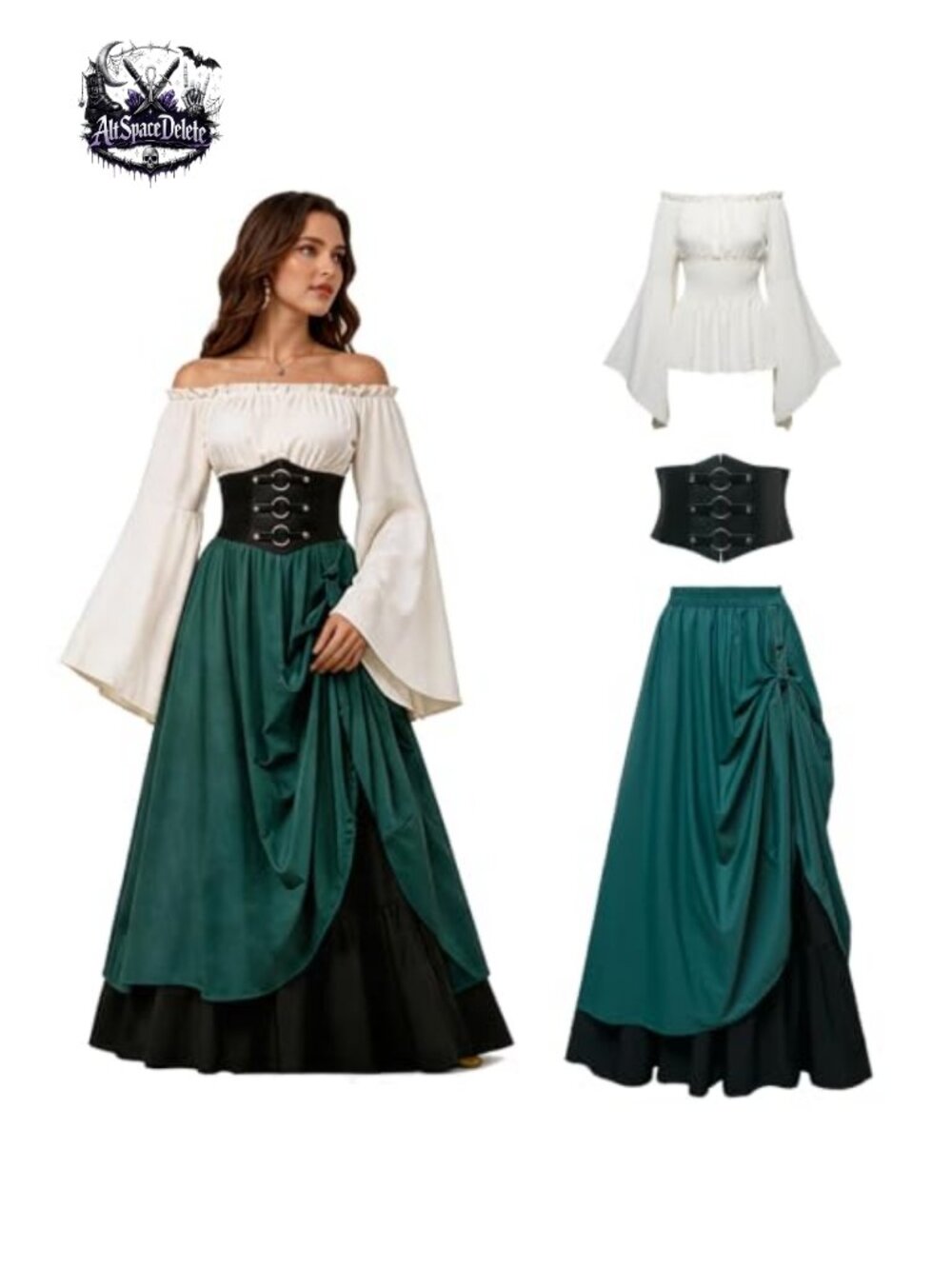 Renaissance Dress Women Medieval Costume Corset Ren Faire Halloween Cosplay